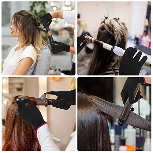 2 Pair Heat Resistant Gloves for Hair Styling Professional Hot Hand Gloves Heat Protection Flat Iron Gloves Pink Edge Heat Press Sublimation Gloves for Women Curling Wand Styling Tool