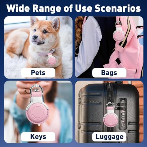 Genuine Leather Keychain for Airtag New 2nd Gen (B9-Blossom Pink V2.0)