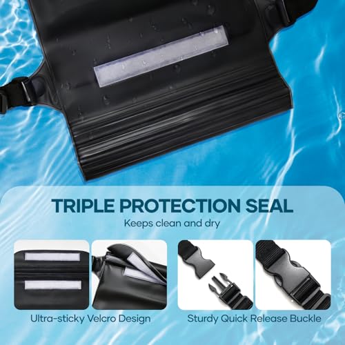 Waterproof Bag Fanny Packs for Women (Black&Black)