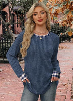 Womens Tops Business Casual Outfits for Women Teachers Old Money Clothes Blouses Dressy Casual Trendy Long Sleeve Plaid Shirts Plus Size Fall Fashion Blue Plaid (XX-Large / 08-blue Plaid)