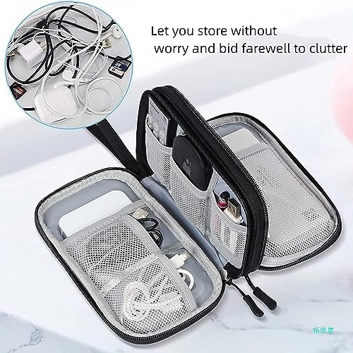 Electronic Organizer Travel Cable Accessories BagPouch Portable Waterproof Storage Bag Electronic Organizer Case for Cable (Black)