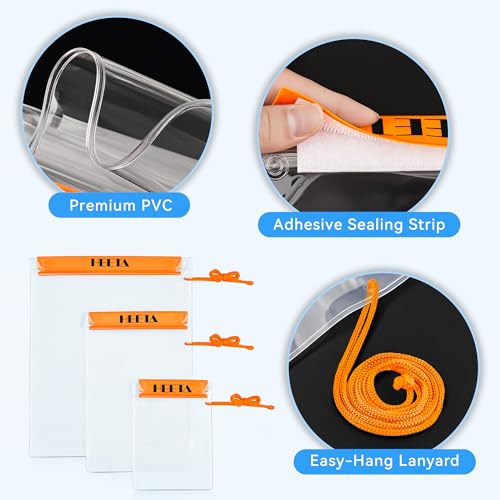5 Pack Clear Waterproof Dry Bag Pouch (Orange)