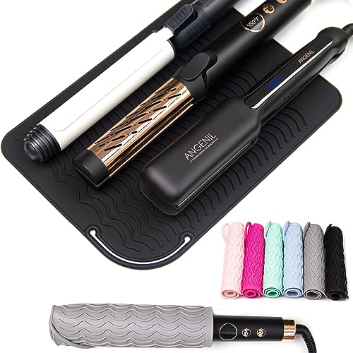 Pro Large Silicone Heat Resistant Mat Pad for Hot Hair Tools (Black)