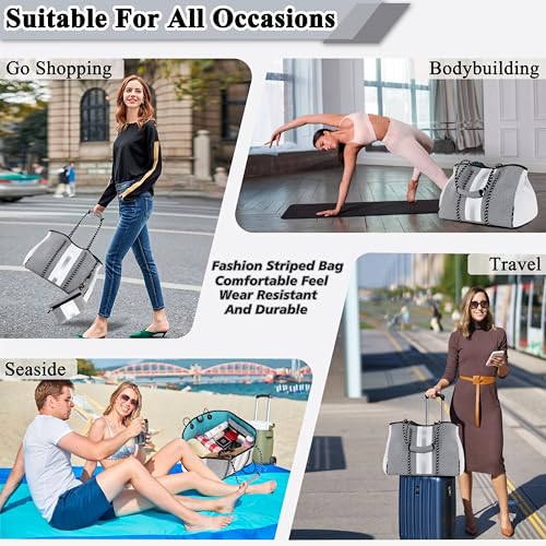 Neoprene Multipurpose Beach Bag Tote Bag (Grey 2 / Large)