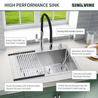 25-Inch Drop-In Kitchen Sink Stainless Steel Top Mount Single Bowl (Brushed / 25 x 22 x 9)