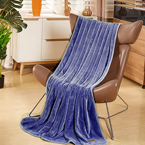Luxury Microfiber Flannel Blanket (Navy Blue / 90x90 Inches)