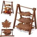 3 Tier Maple Leaf Serving Tray with 16" Collapsible Ladder Stand (Maple Leaf)