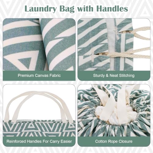 Canvas Laundry Bag 33"Wx 35"H (Geom SlateGreen,1pc XL / XL 33"W x 35"H┃1 Pack)