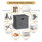 Storage Bins with Lids (13×13×13/4pcs with lids / Charcoal Gray)