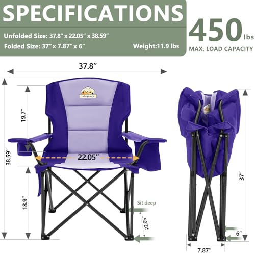 Oversized Folding Camping Chair for Adults (Deep Purple / Single Pack)