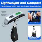 Digital Hanging Luggage Scale with Backlit for Travel (Silver)