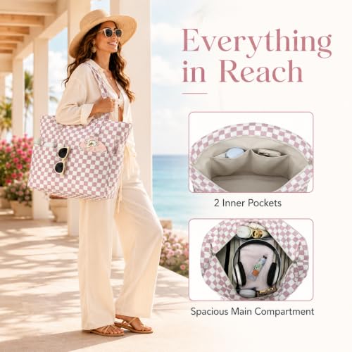Beach Bags for Women (Purple White)