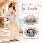 Beach Bags for Women (Purple White)