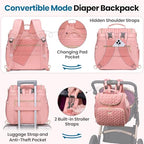 4 in 1 Convertible Diaper Bag Backpack (Pink)