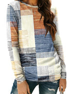 Long Sleeve Shirts for Women Casual Crewneck Tops Basic Tees (Small / Plaidmulti)