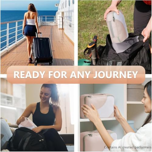 10 Set Packing Cubes for Travel (01 Cream)