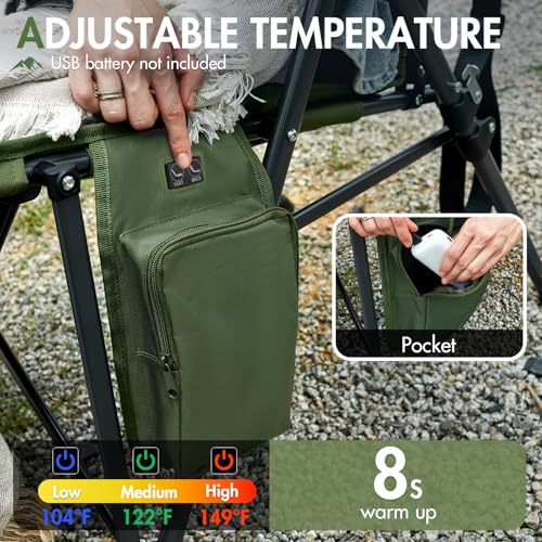 400 LBs Heavy Duty Camping Chairs for Adults (Green / Warm-Touch)