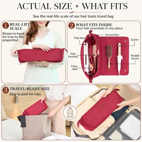 Hair Tools Travel Bag and Heat Resistant Mat 17" (Burgundy)