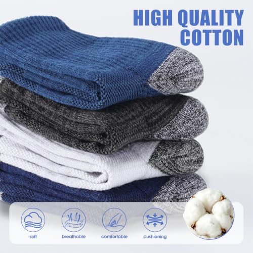 Light Compression Socks for Men Cotton Crew Socks Breathable Moisture Wicking Cushion Running Hiking Socks 3 (X-Large / Z-white(3 Pairs))