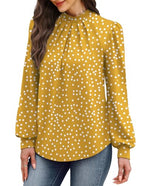 Fall Outfits for Women 2026 Long Sleeve Tops for Teachers School Outfits for Teachers Fall Clothes Early Fall Fashion Clothing Trendy Ladies Blouses Womens Tops Dressy Casual Yellow Dots 2XL (03 - Yellow Polka Dots / XX-Large)
