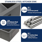 Double Bowl Black Kitchen Sink 16 Gauge Stainless Steel Undermount Kitchen Sinks Matte Gunmetal Black 50 (Gunmetal Black / 33''x19''-50/50)