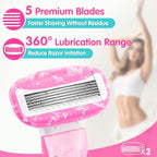 Travel Razors for Women Include 1 Handle 2 Cartridges (Pink)