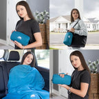 Premium Ultra Compact Travel Blanket Pillow Airplane Peacock Teal (C004-teal)