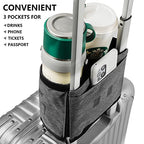 Luggage Travel Cup Holder Free Hand Drink Carrier (No Hook & Loop: Grey)