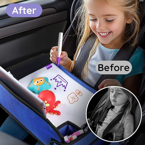 Kids Lap Desk Tray for Road Trip Activities (Blue-1PCS)