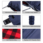 Cotton Flannel Sleeping Bag for Adults (Red Plaid with 2lbs Filling)