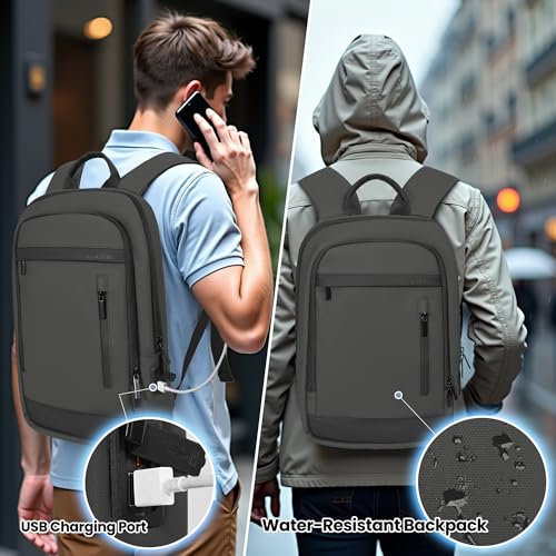 Business Backpack for Men Lightweight Commute Laptop Backpack Anti (17.3" / Classic / Grey)