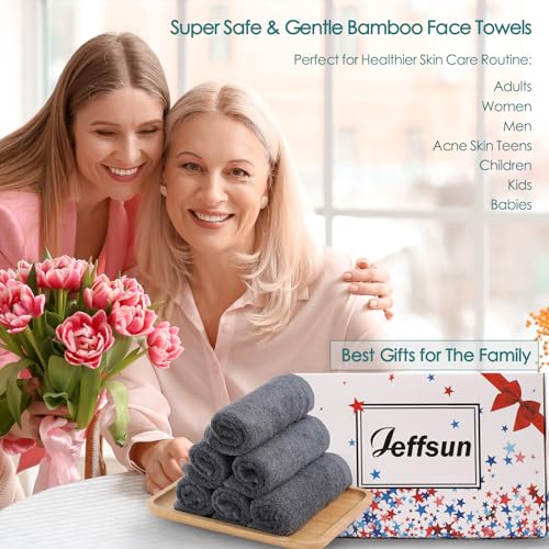 Face Wash Cloths 6 Ct w (Grey Set / 10x10 inch-6 Pack)
