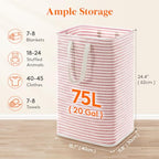 75L Large Collapsible Laundry Basket with Extended Handles (Pink / 75L)