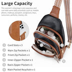 Crossbody Bags for Women Anti Theft Small Sling Handbag with Zipper Lock Vegan Leather RFID Blocking Chest Pure (Black Brown-001)