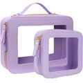 2Pcs Travel Clear Makeup Bag (Mini + XL Luxe Purple)