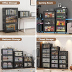 320Qt Stackable Storage Bins with Lid (Black / 80QT-4Pack)