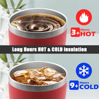 20oz Tumbler Insulated Coffee Tumblers with Lid Stainless Steel Red 8P (Red)