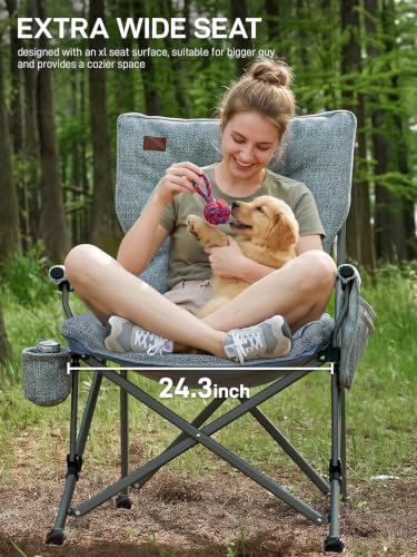 Padded Oversized Folding Camping Chair for Adults (Blue&white)