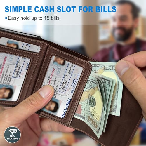 Airtag Wallet for Men (Black&Coffee Brown122)