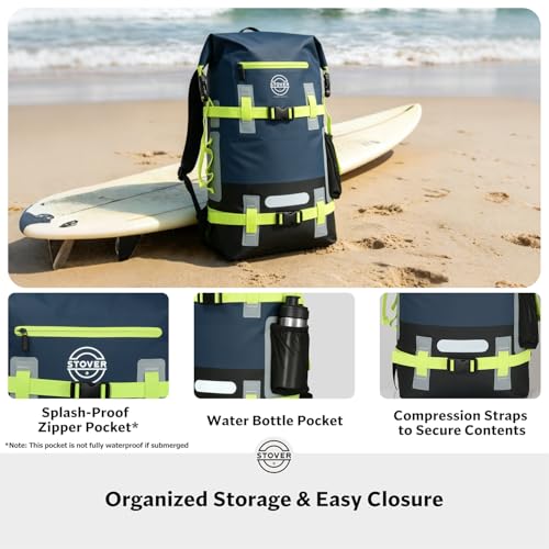 40L Waterproof Dry Backpack & Phone Case (Navy Blue/Black/Green / 40L)