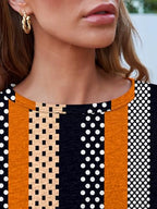 Long Sleeve Shirts for Women Casual Crewneck Tops Basic Tees (Medium / Stripeddots)