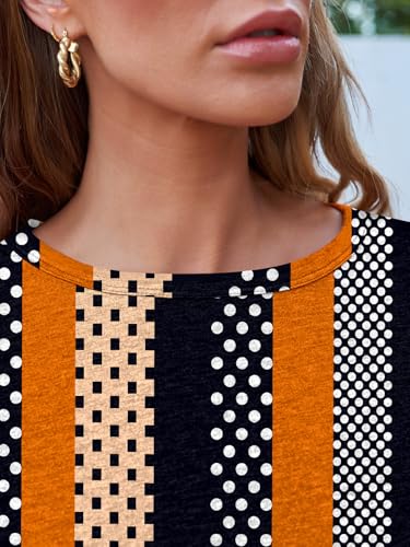 Long Sleeve Shirts for Women Casual Crewneck Tops Basic Tees (Small / Stripeddots)