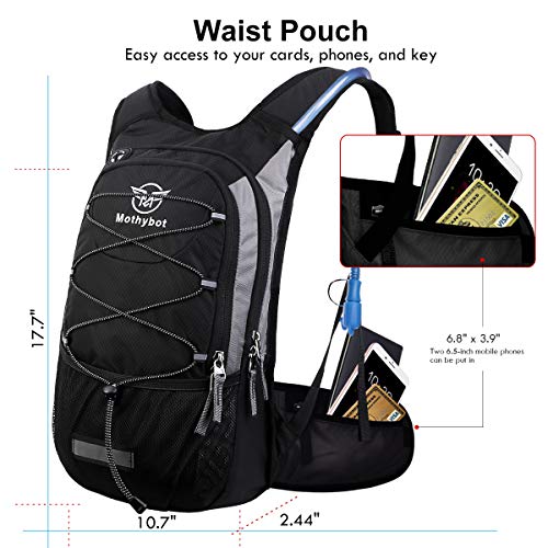 Insulated Hydration Backpack Pack with 3L BPA Free Leak Proof Water Bladder (Black)