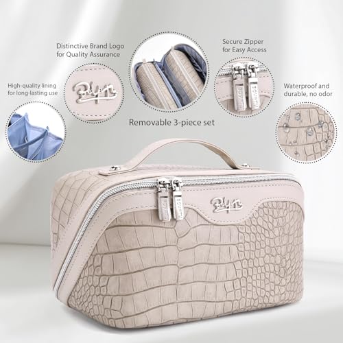 Travel Makeup Bag Cosmetic Bags for Women (E-5-Apricot)