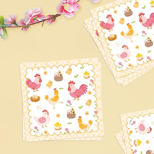 50Pcs Chicken Party Napkins Decorations (Yellow)
