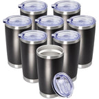 20oz Tumbler Insulated Coffee Tumblers with Lid Stainless Steel Black 8P (Black)