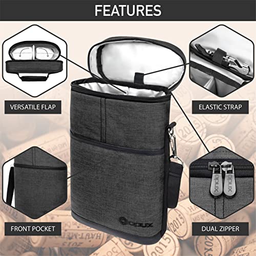 2 Bottle Wine Carrier Tote (Charcoal)
