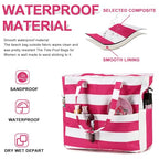 Waterproof Beach Tote Pool Bags for Women Ladies Extra Large Carry On Bag With Wet Compartment for Weekender Travel (Rose-pink Stripes)