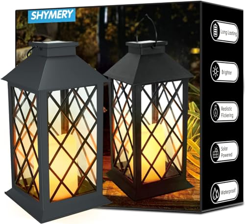 Solar Lanterns Outdoor Waterproof (Black-2Pcs)