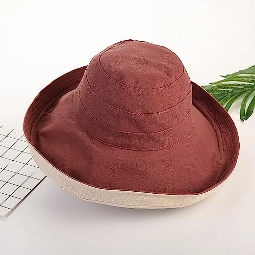 Women Summer Wide Brim Sun Hat Bucket Fishing Hats UV Protection (One Size / Lant001-jiaotang)
